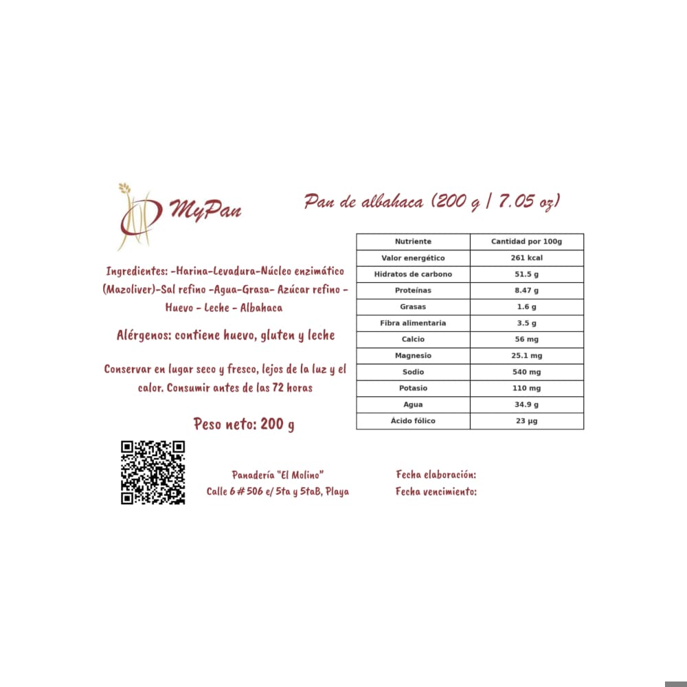 Pan de albahaca Mypan (200 g / 7.05 oz) - Miniatura 3