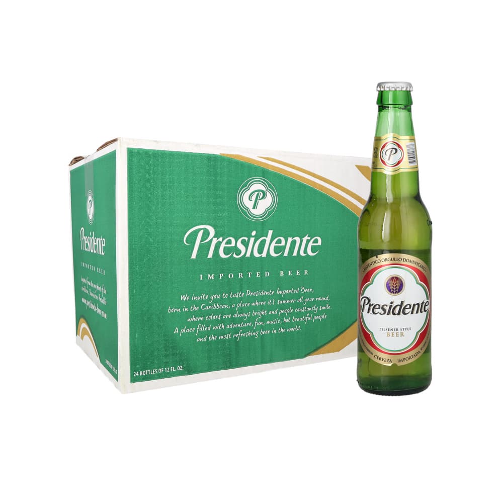 Caja de cerveza Presidente (24 x 355 ml / 12 oz fl) - Imagen 1