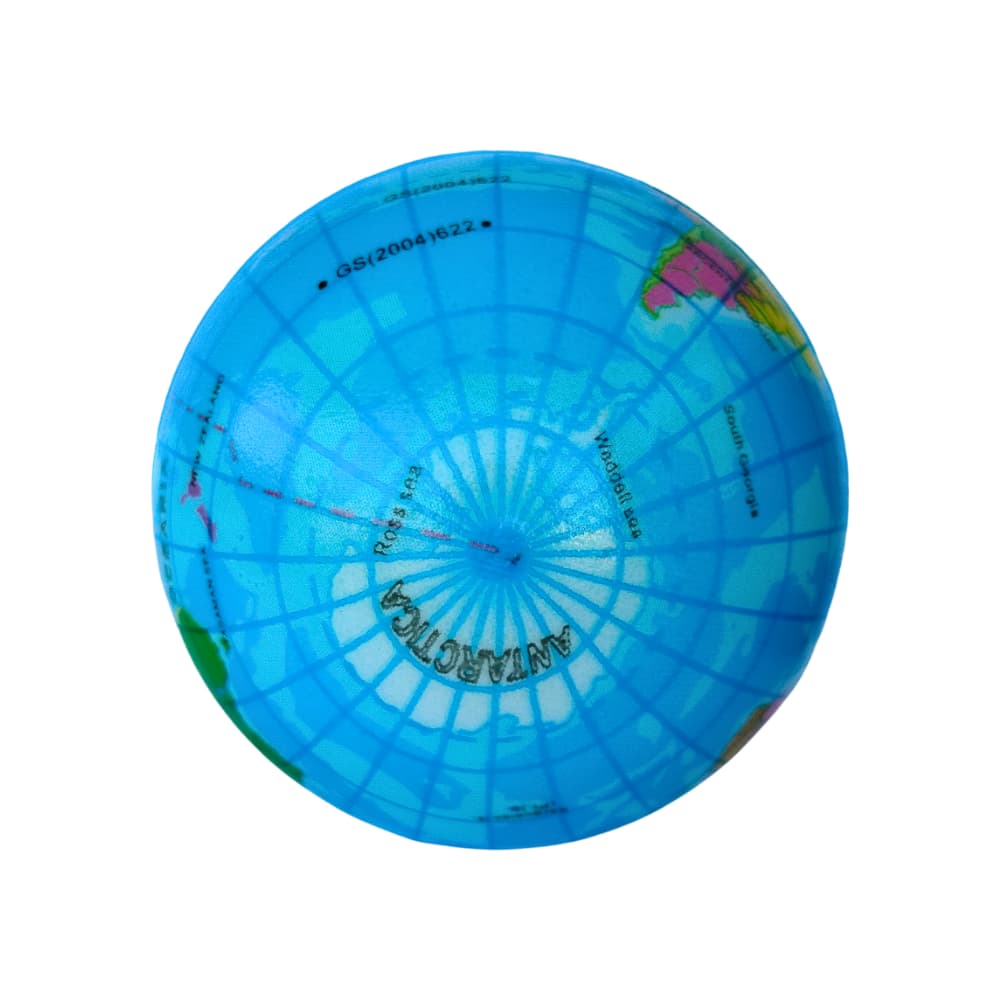 Pelota antiestrés de goma con diseño de mapamundi 10 cm x 10 cm Sunfany - Miniatura 4