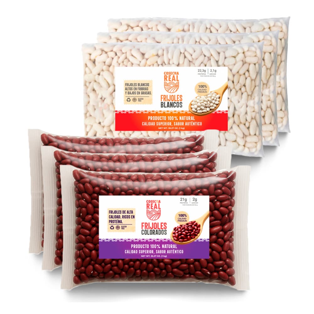 Combo de granos #12: Frijoles colorados + Frijoles blancos Cosecha Real - Imagen 1