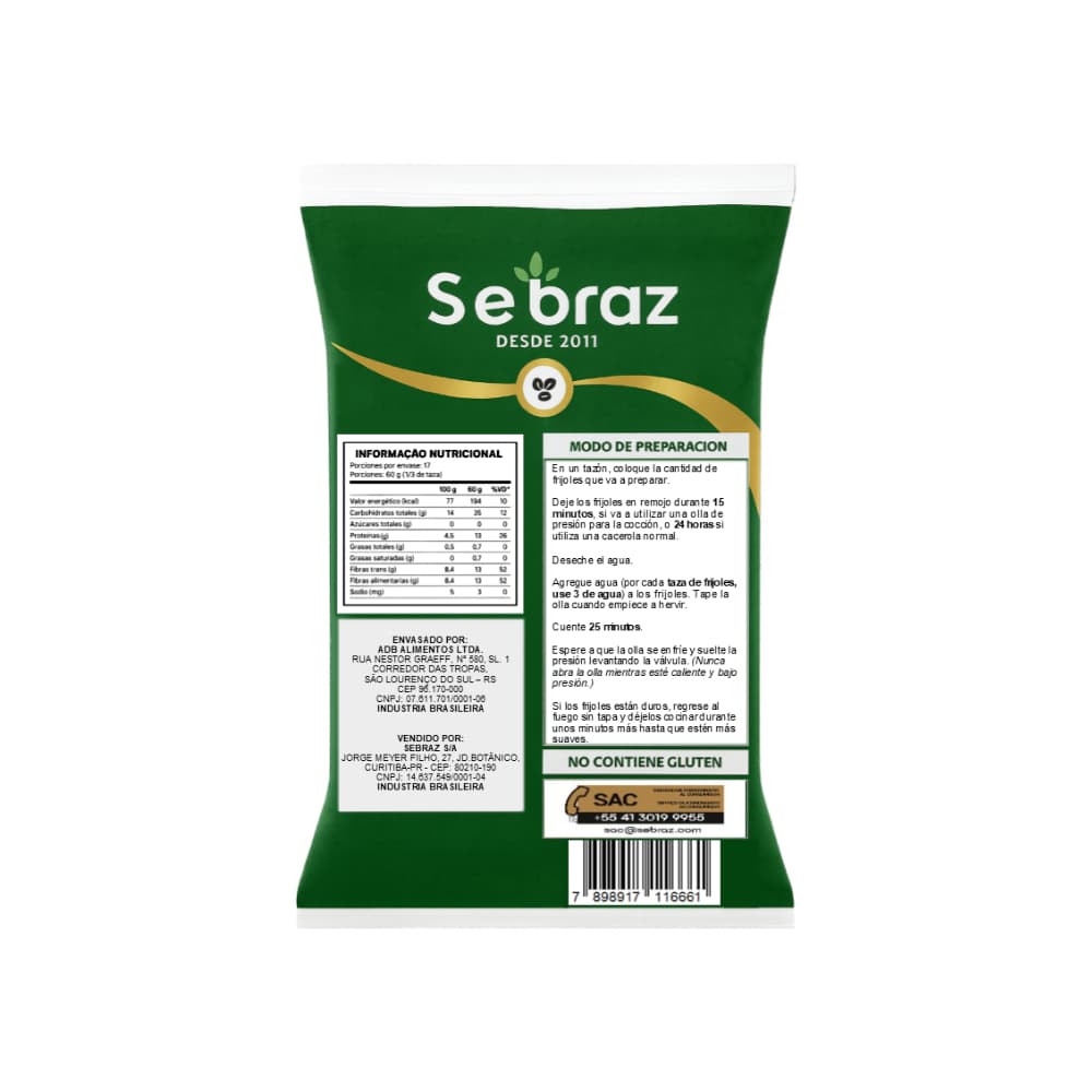 Frijol negro Sebraz (1 kg / 2.2 lb) - Miniatura 2
