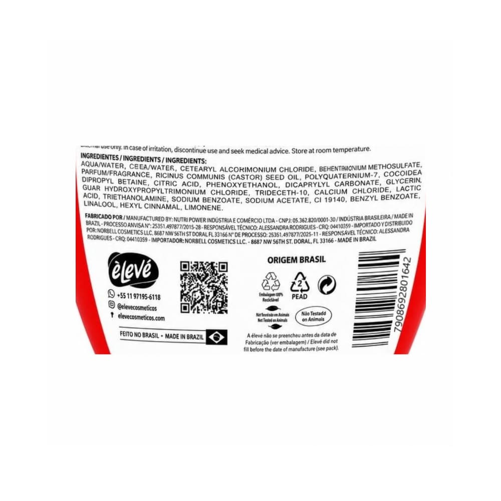 Tratamiento de fresa 3 en 1 para cabello rizado y todo tipo de cabello Morango Élevé (1 kg / 2.2 lb) - Miniatura 3