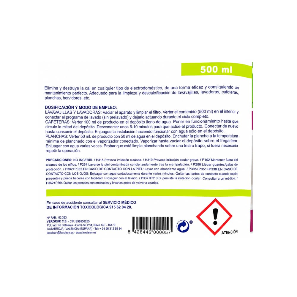 Descalcificador para todo tipo de electrodomésticos Lex Clean (500 ml) - Miniatura 4