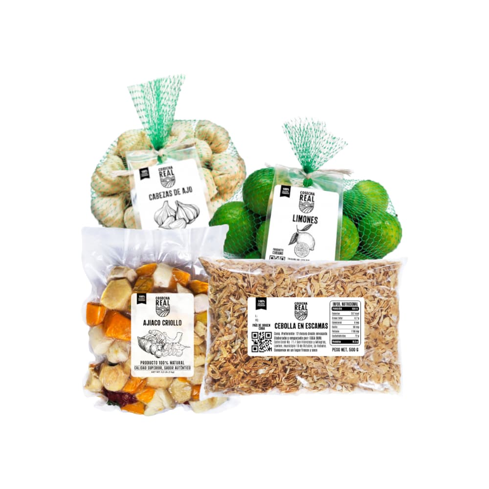 Combo para sopas Cosecha Real #3: Ajiaco criollo + Limones + Cabezas de ajo + Cebolla en escamas - Imagen 1
