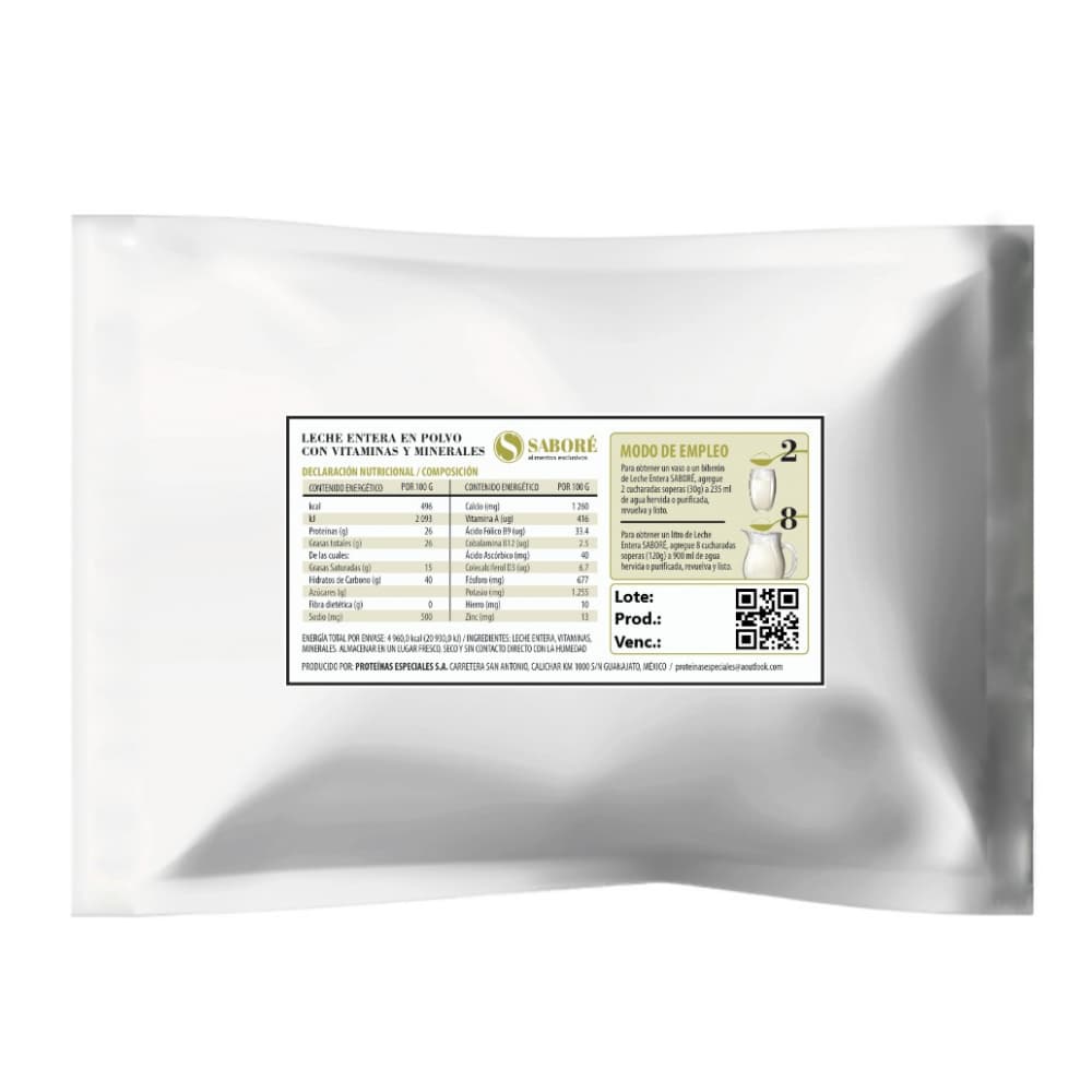 Leche entera en polvo Saboré (1 kg / 2.20 lb) - Miniatura 2