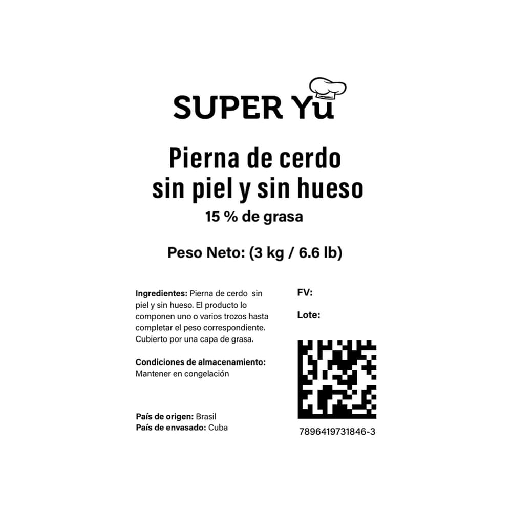 Pierna de cerdo sin piel y sin hueso Super YU (3 kg / 6.6 lb) - Miniatura 4