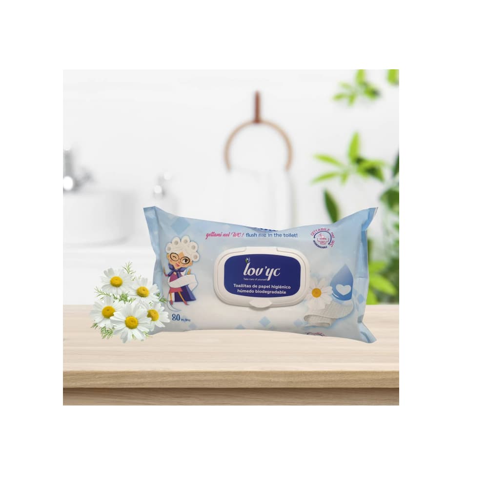 Toallitas de papel higiénico húmedo biodegradables Lov’yc (5 x 80 U) - Miniatura 5