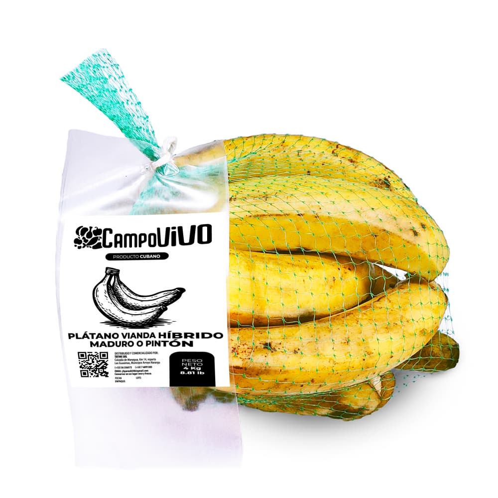 Plátano vianda híbrido maduro o pintón Campo Vivo (4 kg / 8.81 lb) - Imagen 1