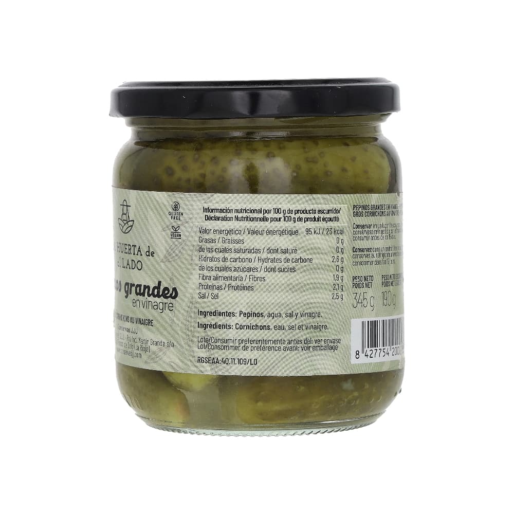 Pepinos grandes en vinagre La Huerta de al Lado (345 g / 12.17 oz) - Miniatura 2