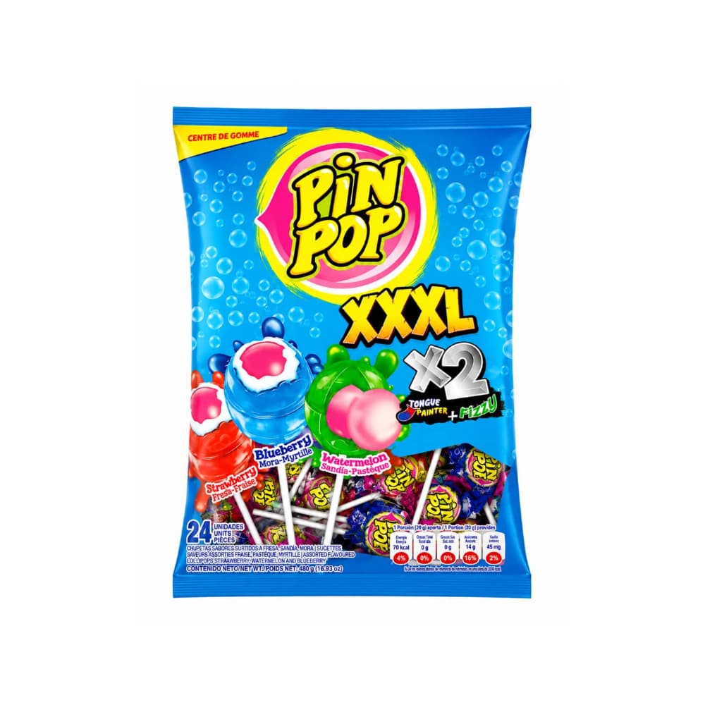 Chupa Chupa doble chicle sabor fresa, sandia y mora azul XXXL Pin Pop (480 g / 1.05 lb) - Miniatura 2
