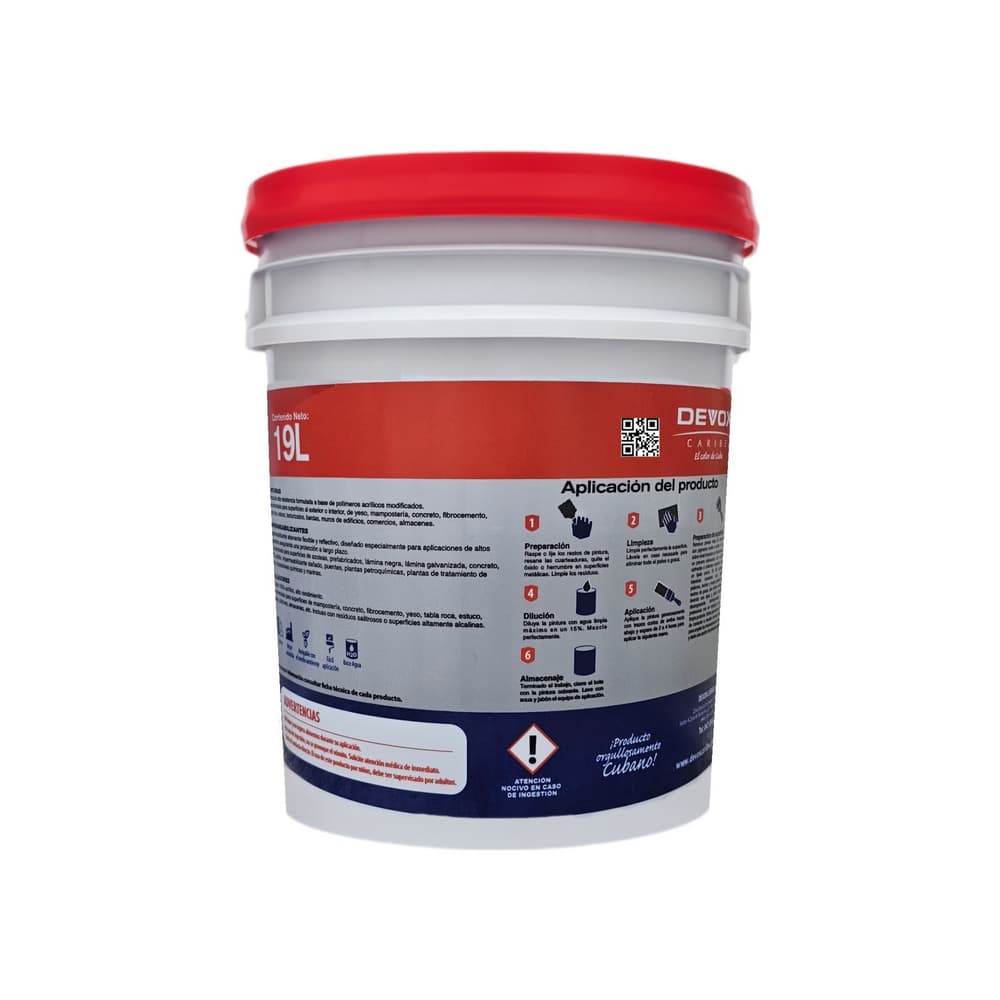Pintura devothane erc impermeabilizante poliuretano color blanco Devox Caribe (19 L) - Miniatura 3