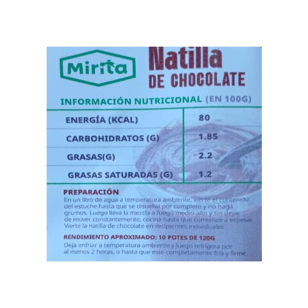 Natilla de chocolate Mirita (227 g / 8.01 oz) - Miniatura 3