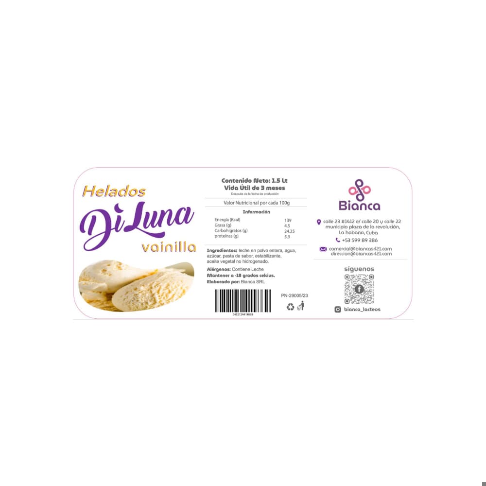 Helado sabor vainilla DiLuna (1.5 L) - Miniatura 2