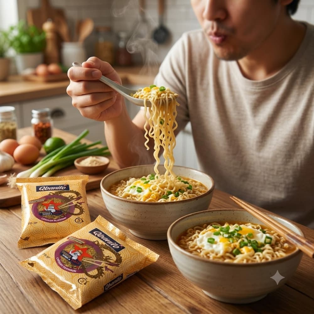 Sopa instantánea de fideos sabor a pollo Qbanito (3 x 70 g / 2.47 oz) - Miniatura 4