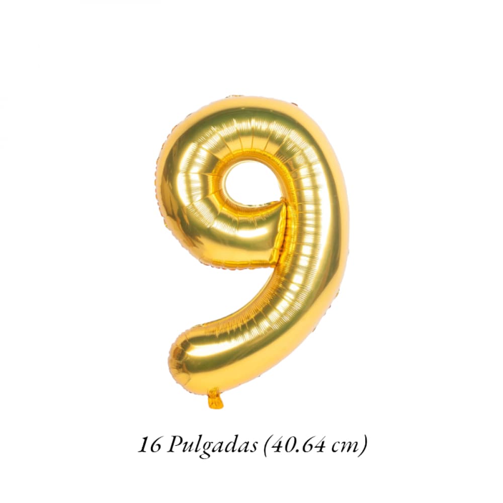 Globo dorado número 9 16 pulgadas Balloon - Miniatura 3
