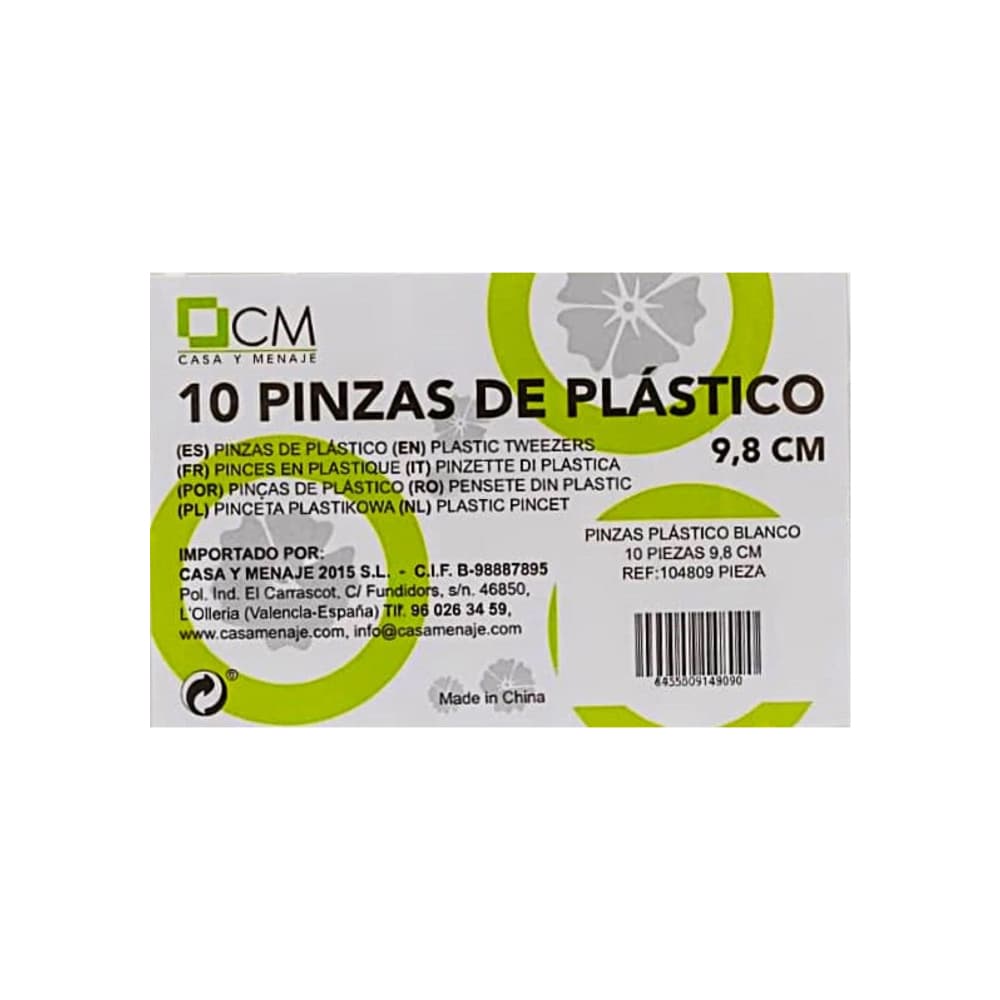 Pinzas de plástico blanco Casa y Menaje (10 U) - Miniatura 2