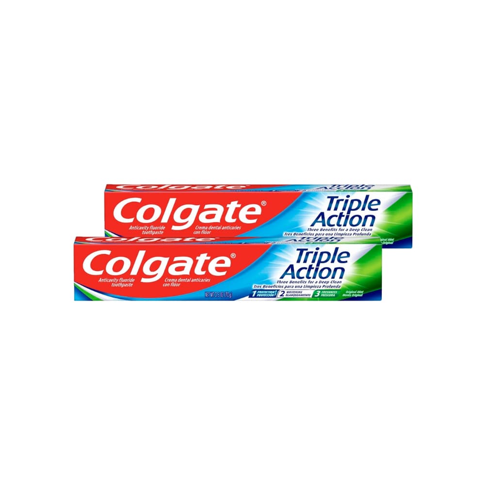 Pasta dental triple acción Colgate (2 x 70 g / 2.5 oz) - Imagen 1