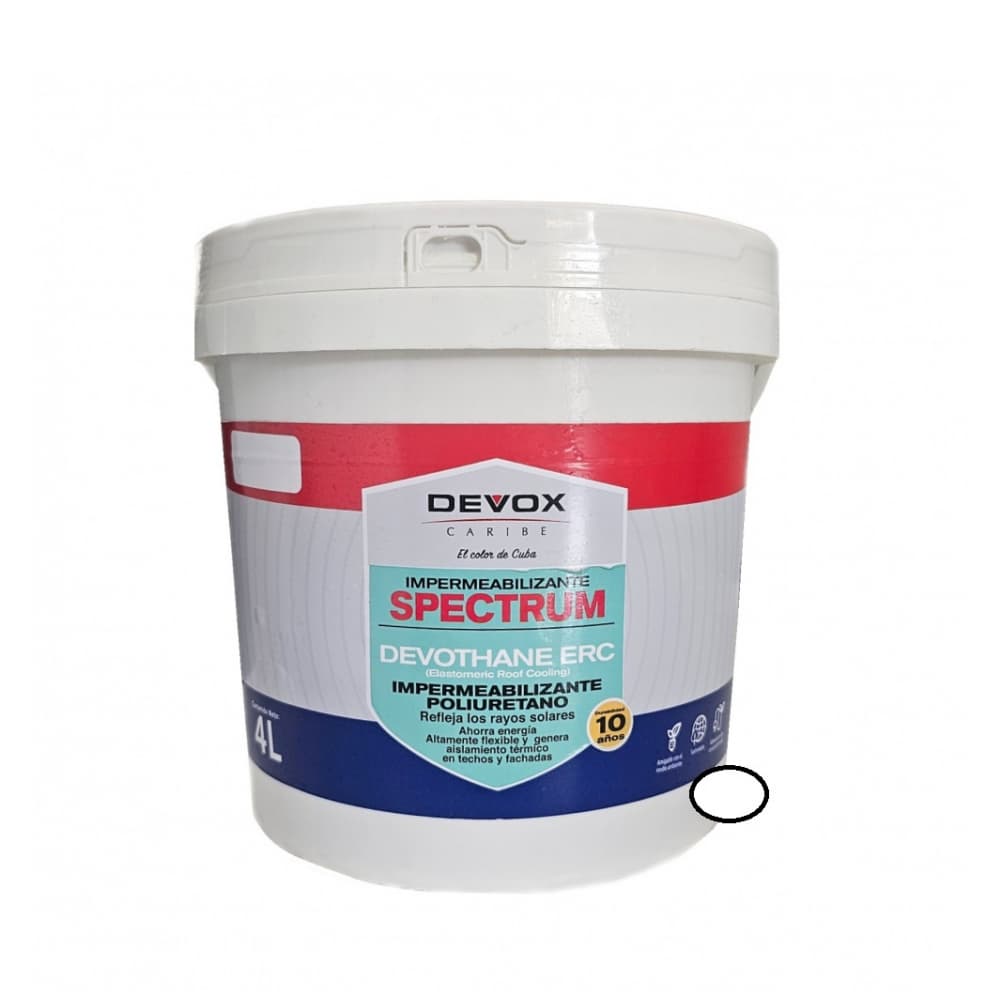 Pintura devothane erc impermeabilizante poliuretano color blanco Devox Caribe (4 L) - Miniatura 5