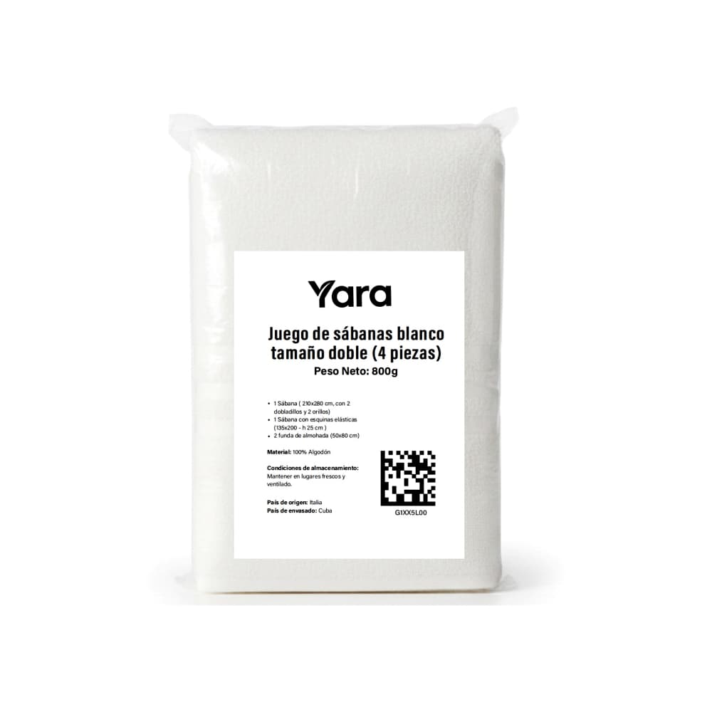 Juego de sábanas blanco tamaño doble Yara (4 piezas) - Miniatura 6