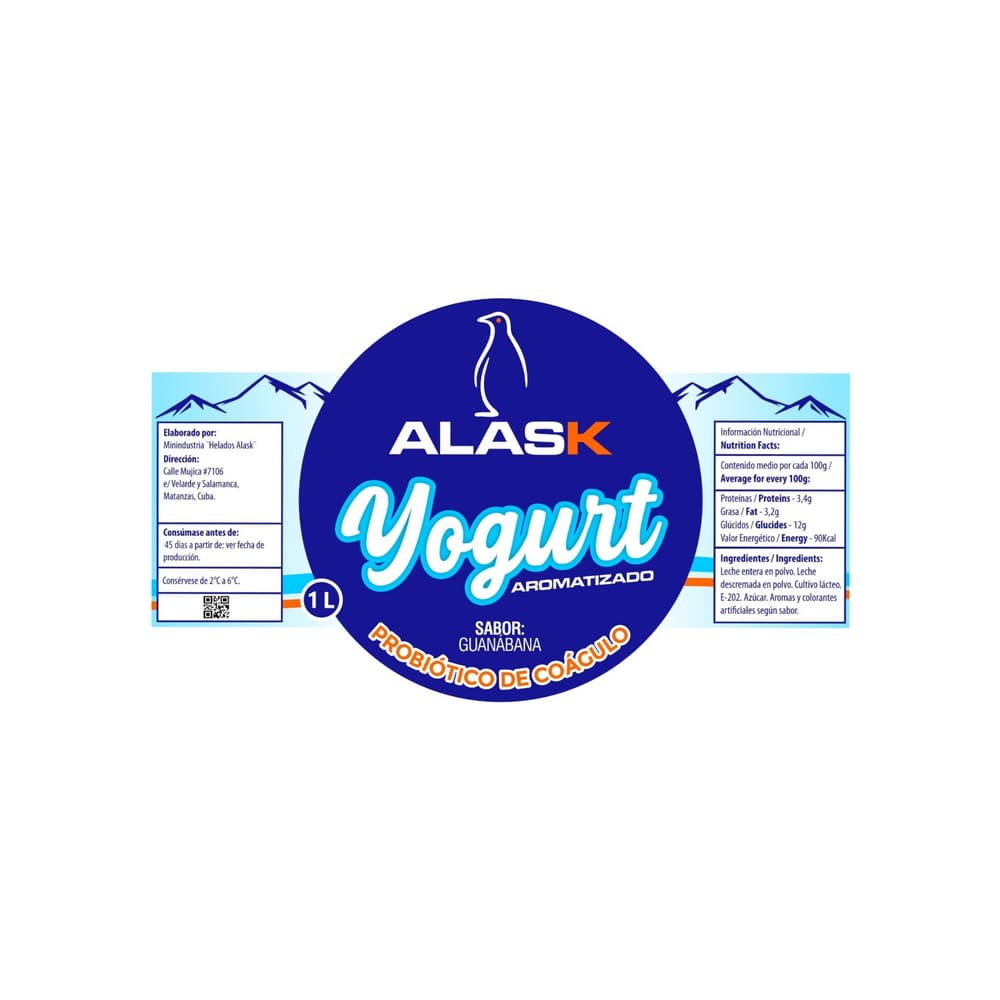 Yogurt probiótico de coágulo sabor guanábana Alask (1 L) - Miniatura 2