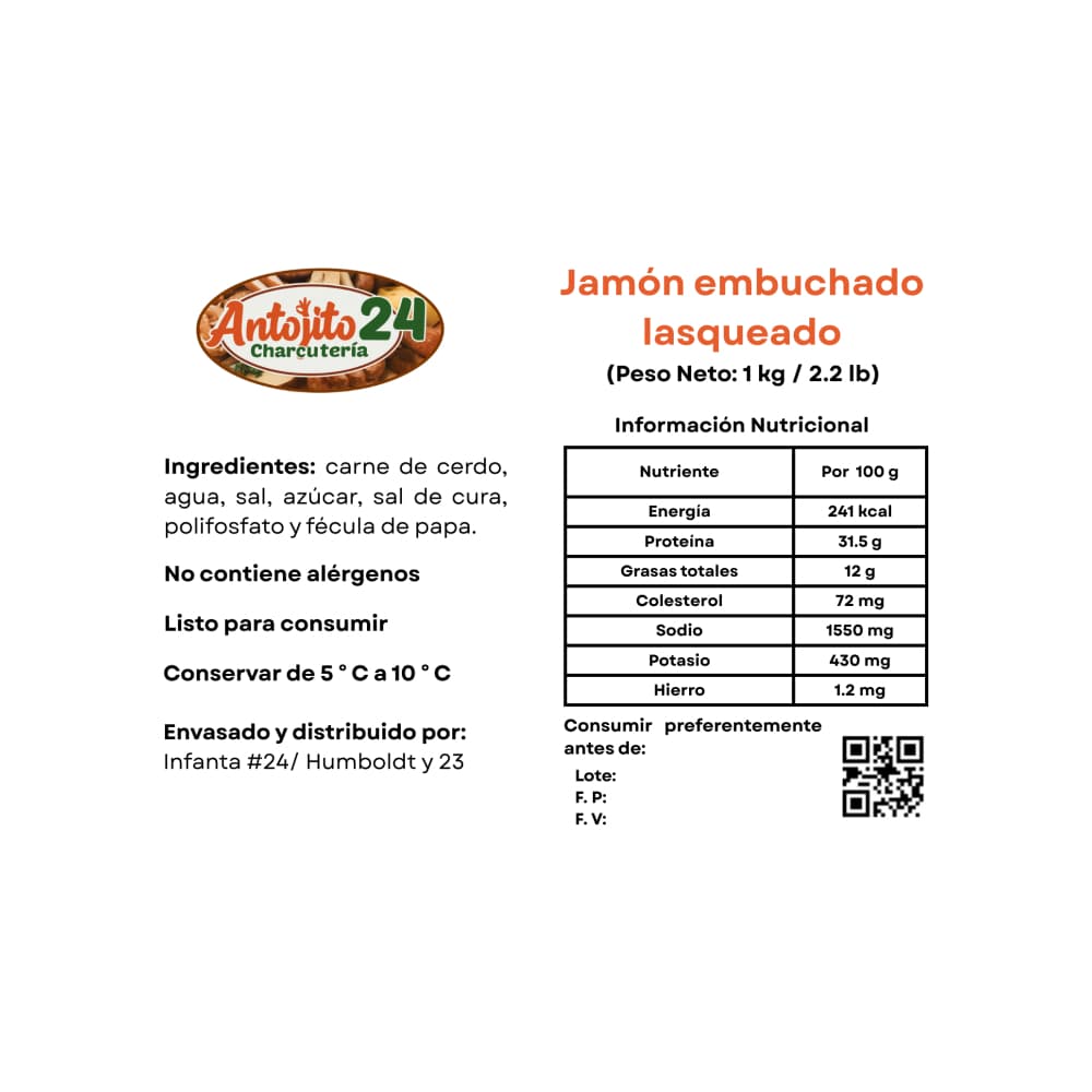 Jamón embuchado lasqueado Antojito24 (1 kg / 2.2 lb) - Miniatura 3