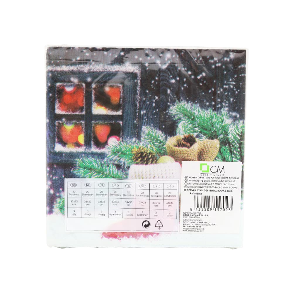 Juego de servilletas de 3 capas decorado bota de navidad Casa y Menaje (20 U) - Miniatura 3