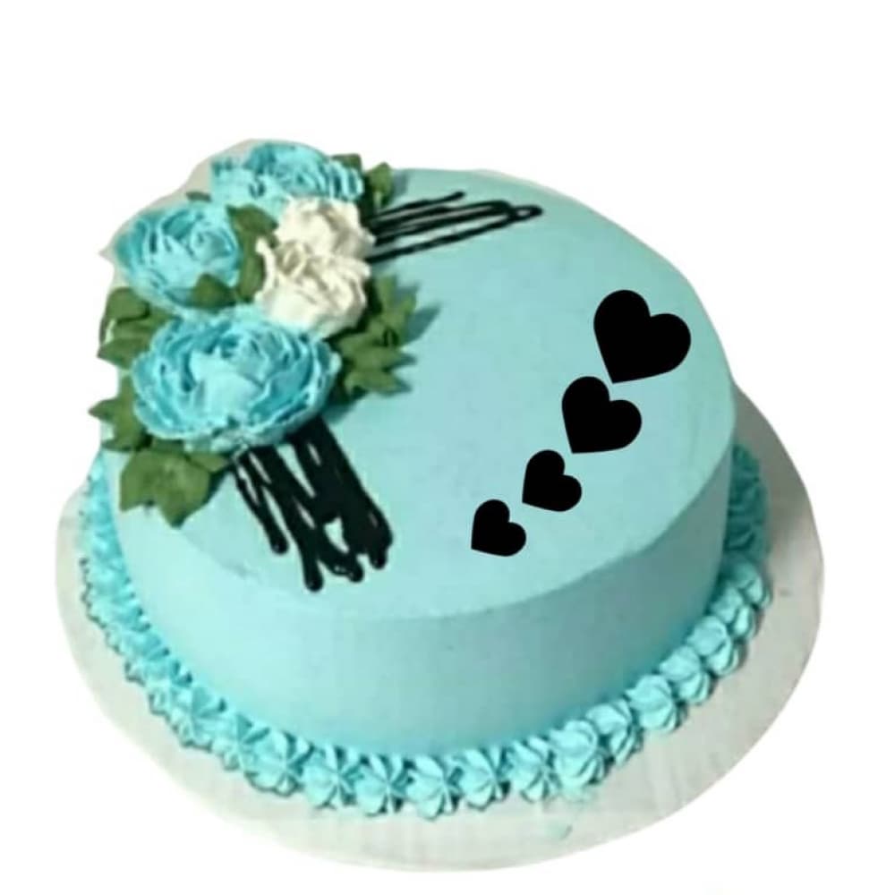 Cake azul rosas y corazones Dulcecito (15 personas) - Imagen 1