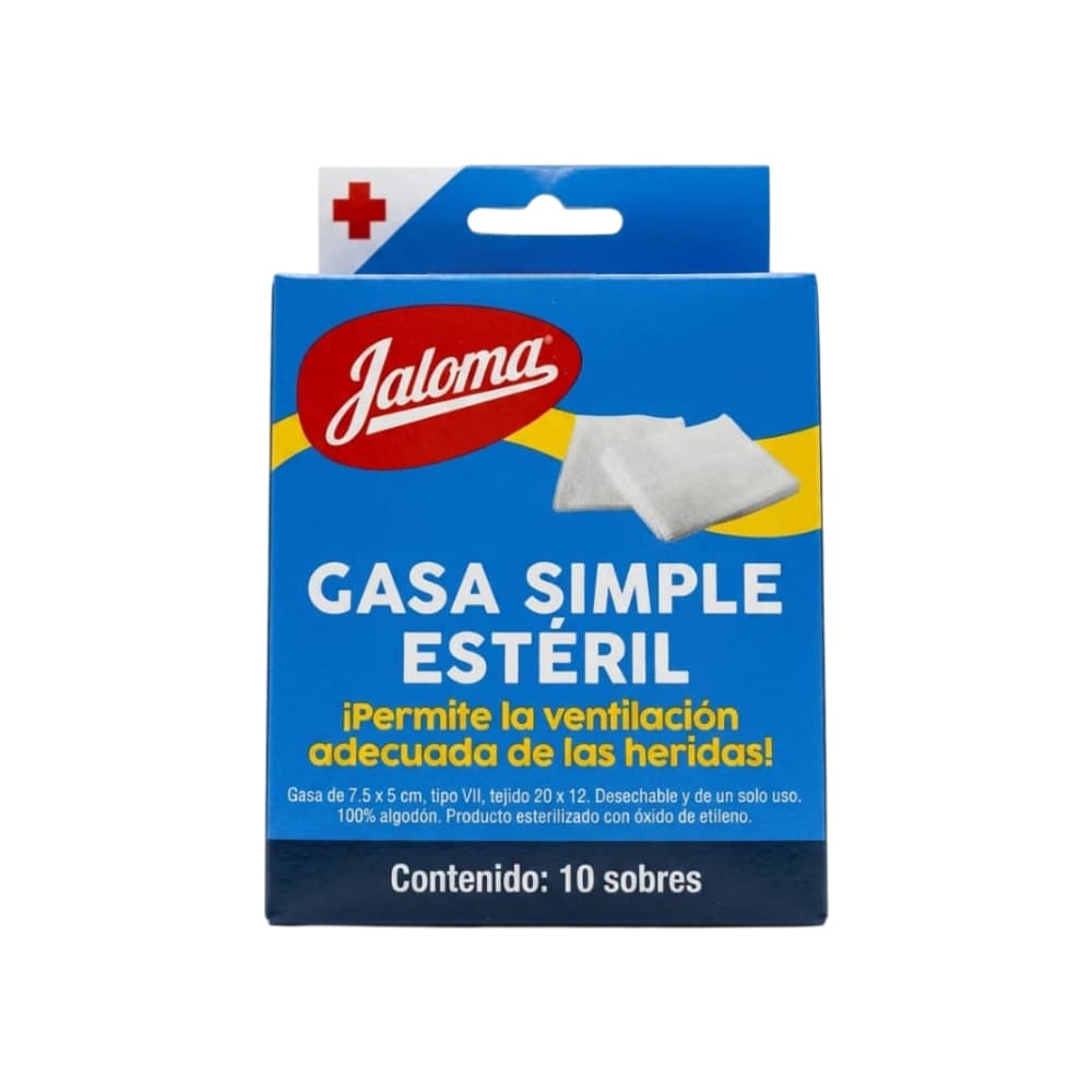 Gasa simple estéril 7.5 cm x 5 cm Jaloma (10 U) - Miniatura 1