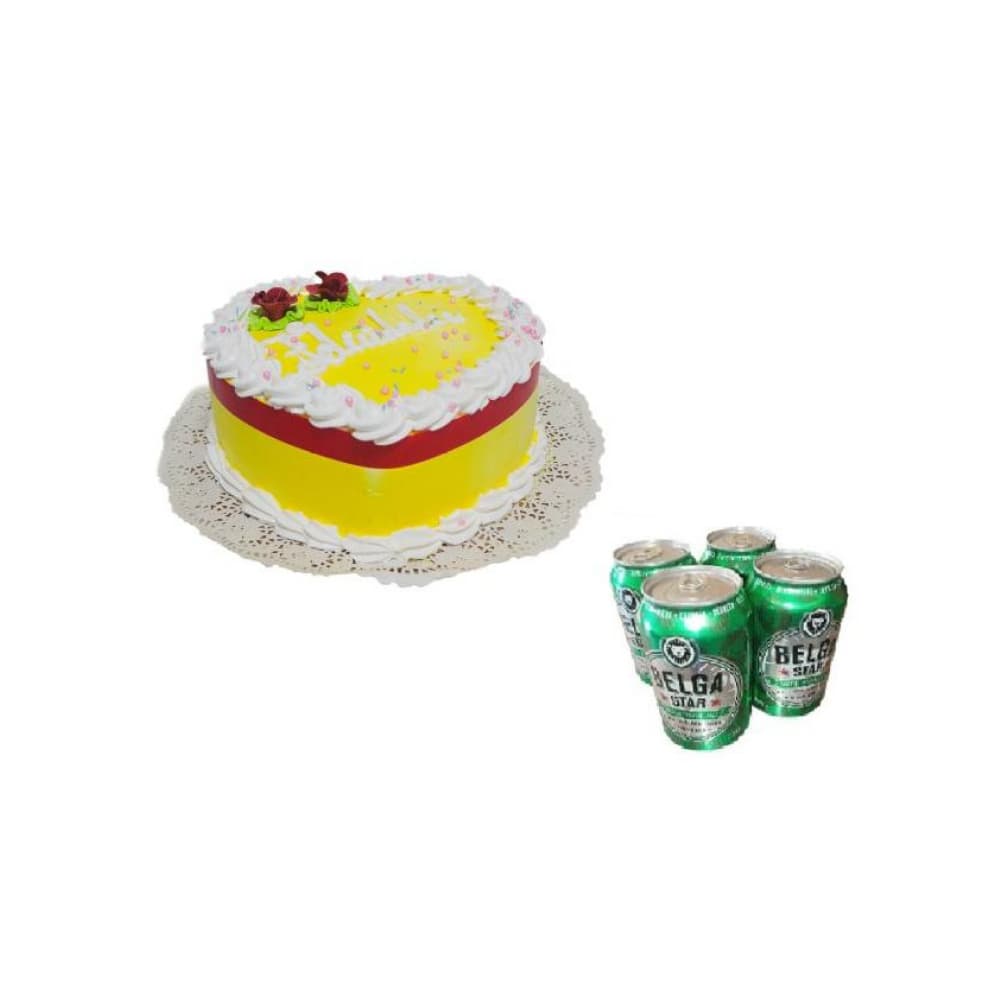 Cake de vainilla y nata en forma de corazón Yanelis Cake (10 personas) + 4 cervezas - Imagen 1