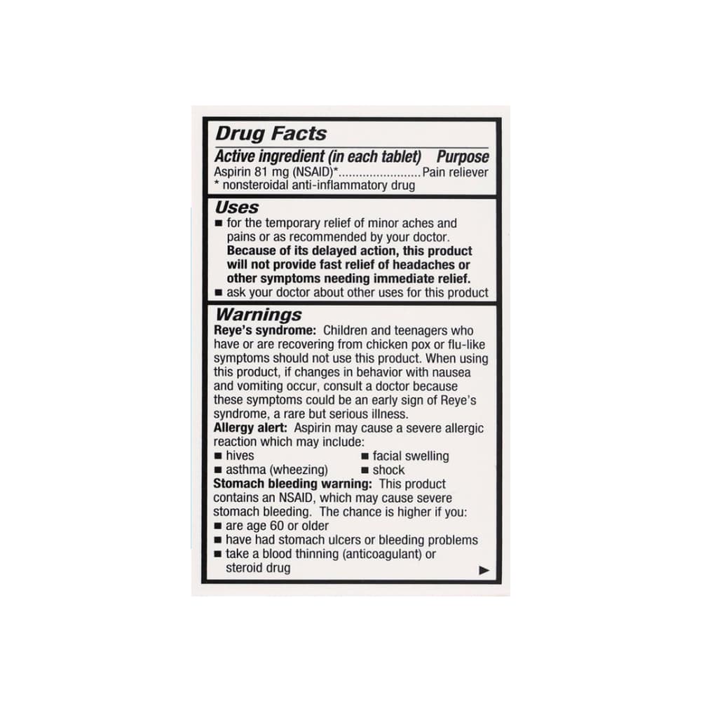 Aspirina. Ácido acetilsalicílico 81 mg GoodSense (120 tabletas) - Miniatura 4