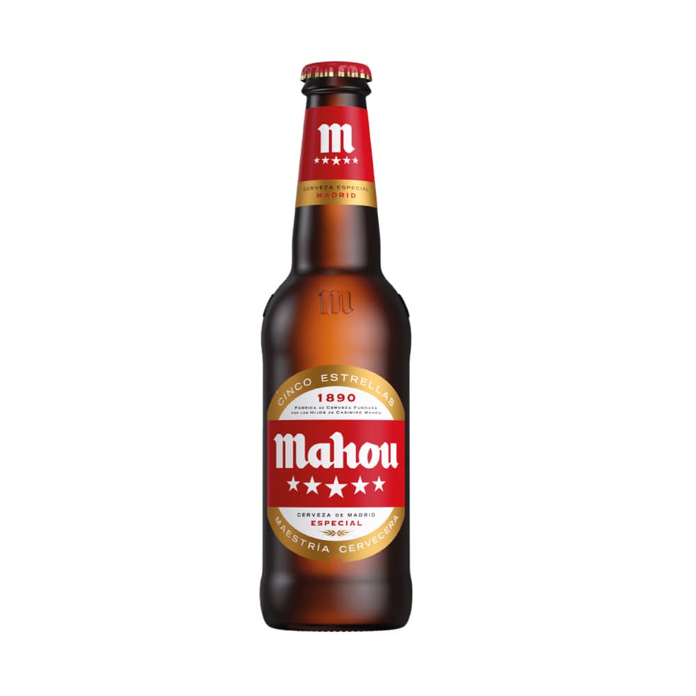Cerveza de botella Cinco Estrellas Mahou (330 ml) - Imagen 1