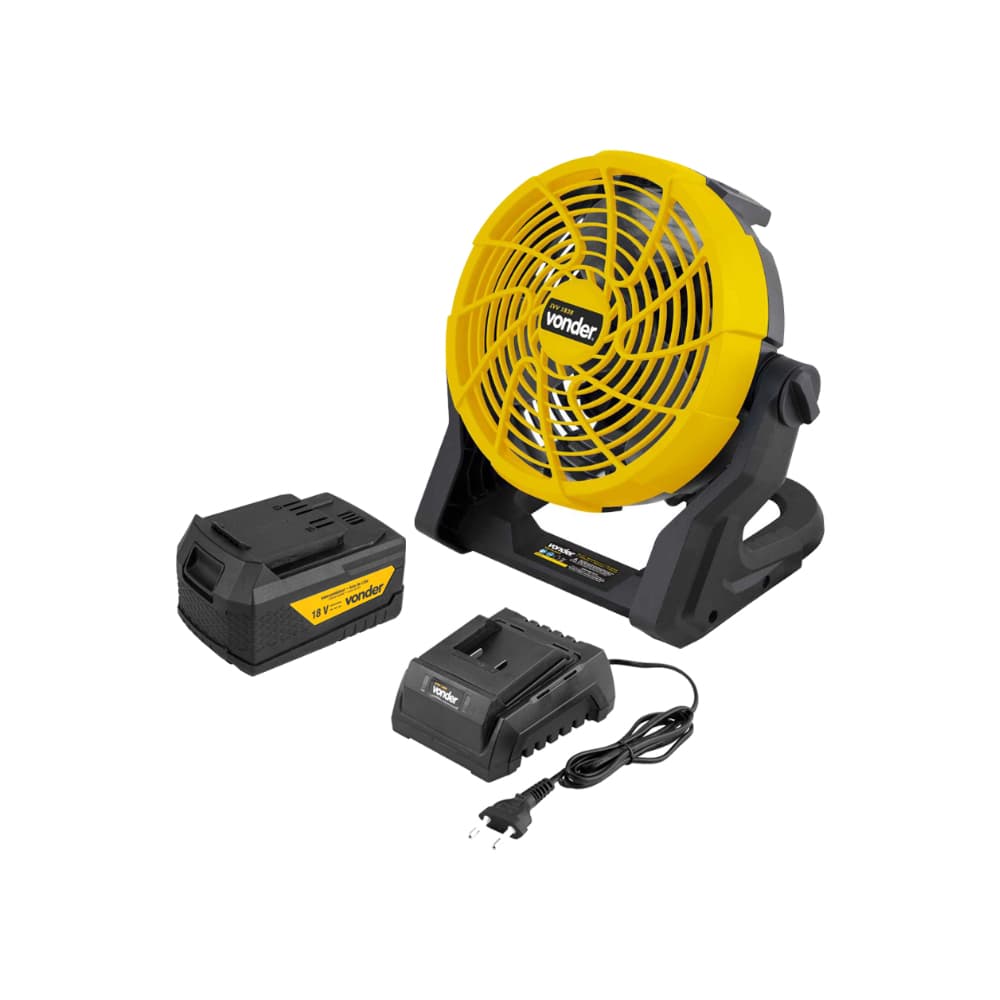 Ventilador de batería intercambiable de 18 V IVV1838 + Cargador de baterías 18 V carga convencional ICBV1805 + Batería 18 V 4 Ah - iones de litio IBV1804 Vonder - Imagen 1