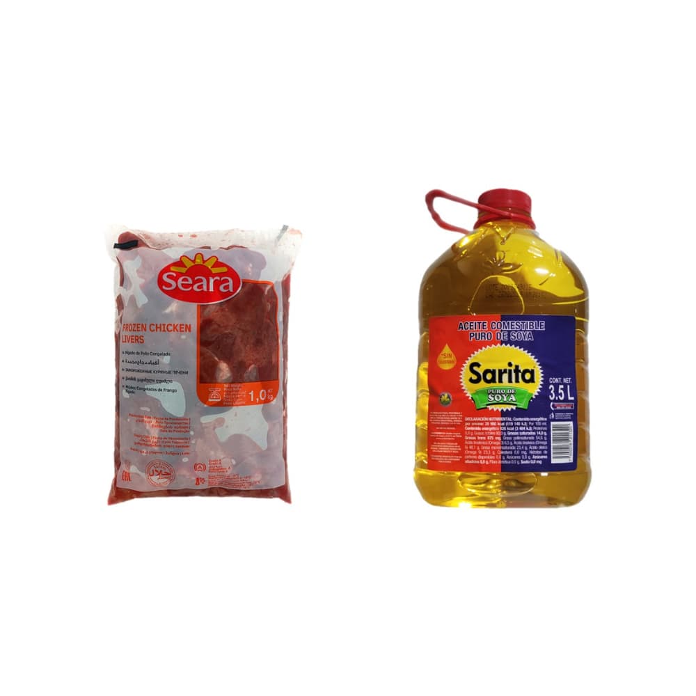 Aceite puro de soya Sarita (3.5 L) + Hígado de pollo Seara (1 kg / 2.20 lb) - Imagen 1