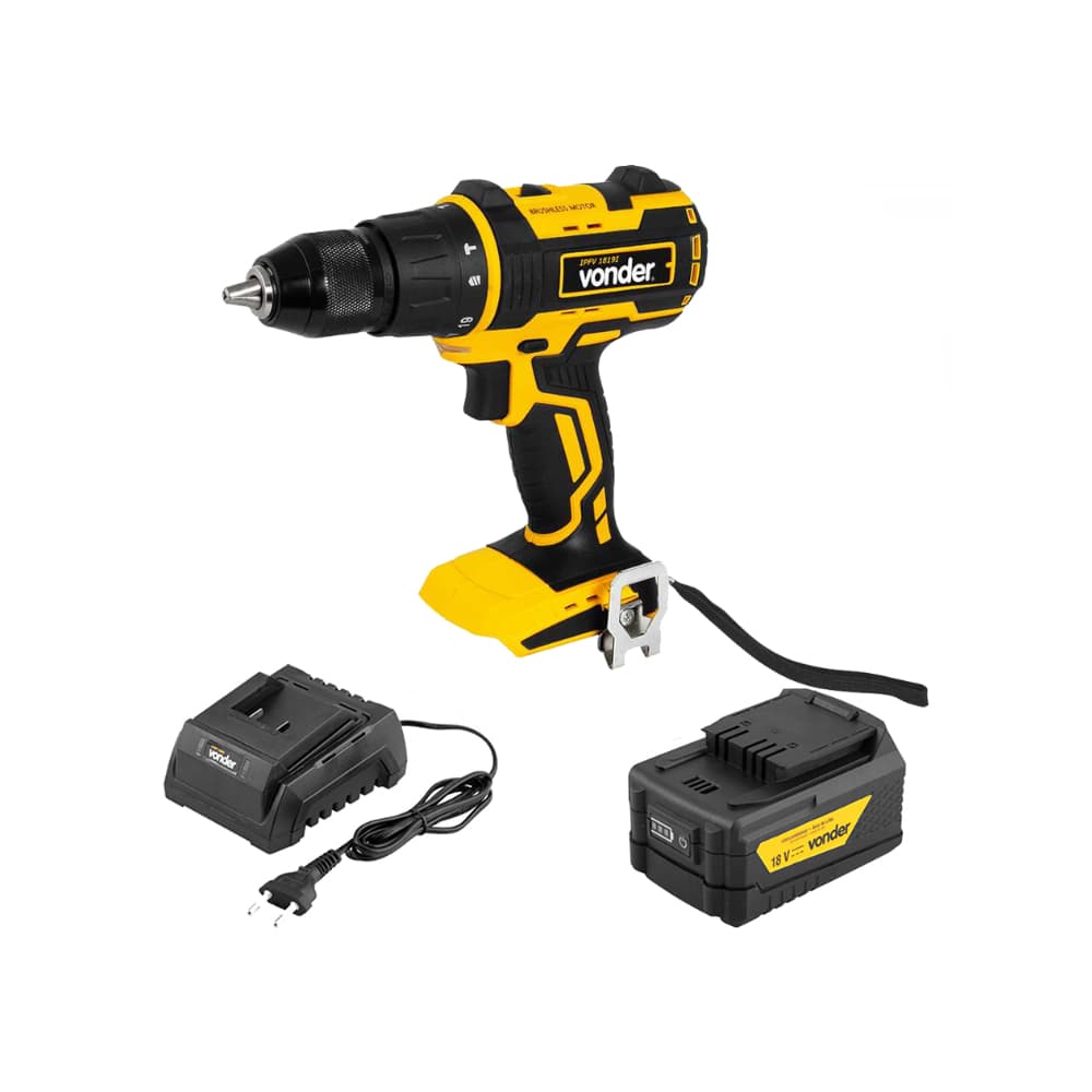 Taladro atornillador eléctrico portátil de impacto 1/2'' de 18 V IPFV1819I + Batería de 18 V IBV1850 + Cargador de baterías 18 V carga convencional ICBV 1805 Vonder - Imagen 1