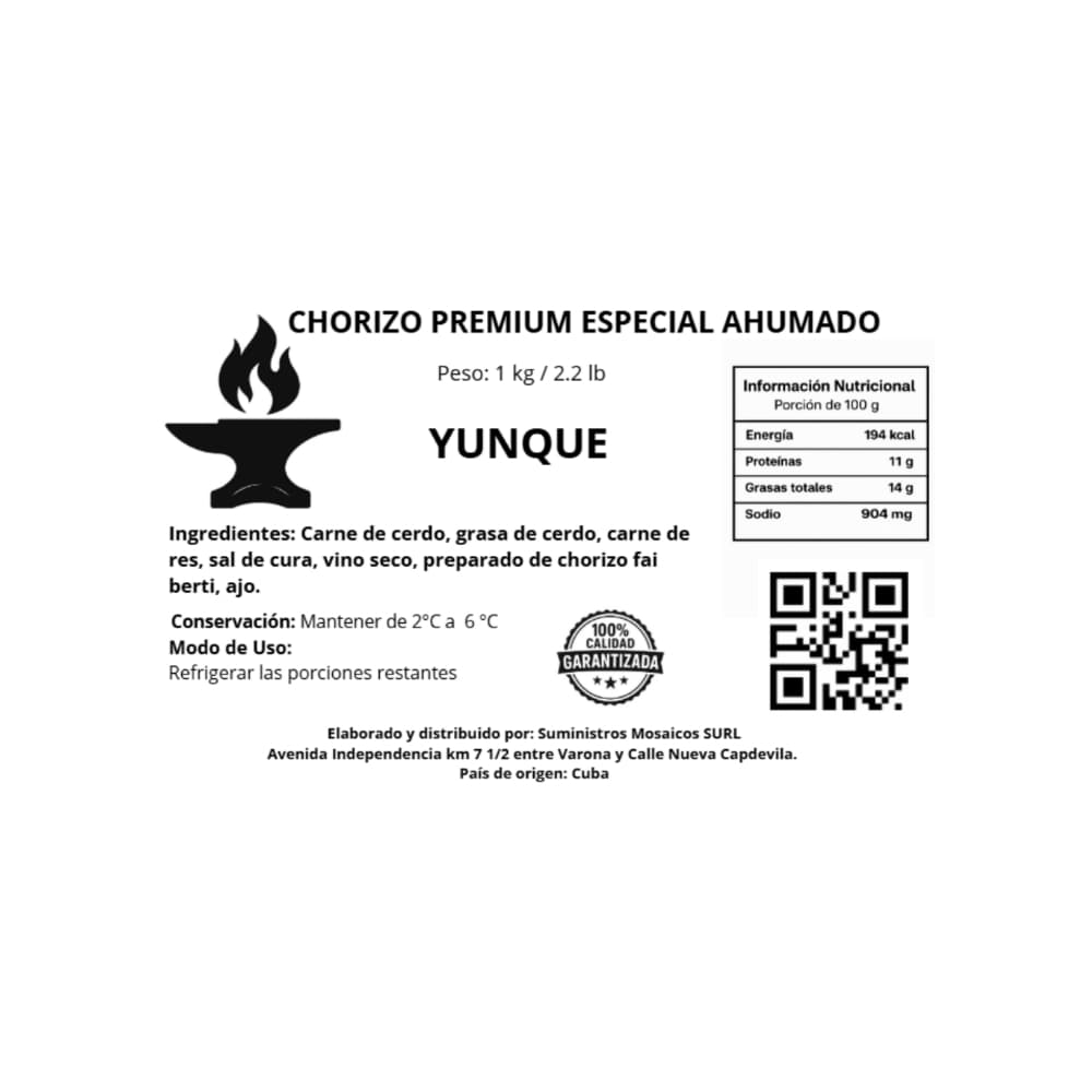 Chorizo premium especial ahumado Yunque (1 kg / 2.2 lb) - Miniatura 3