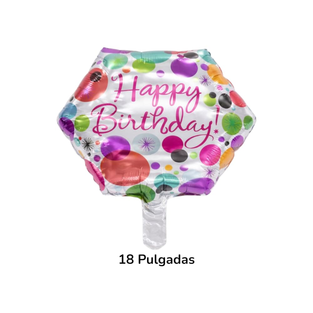 Globo hexagonal con cartel de Happy Birthday Ballon (18 pulgadas) - Miniatura 3
