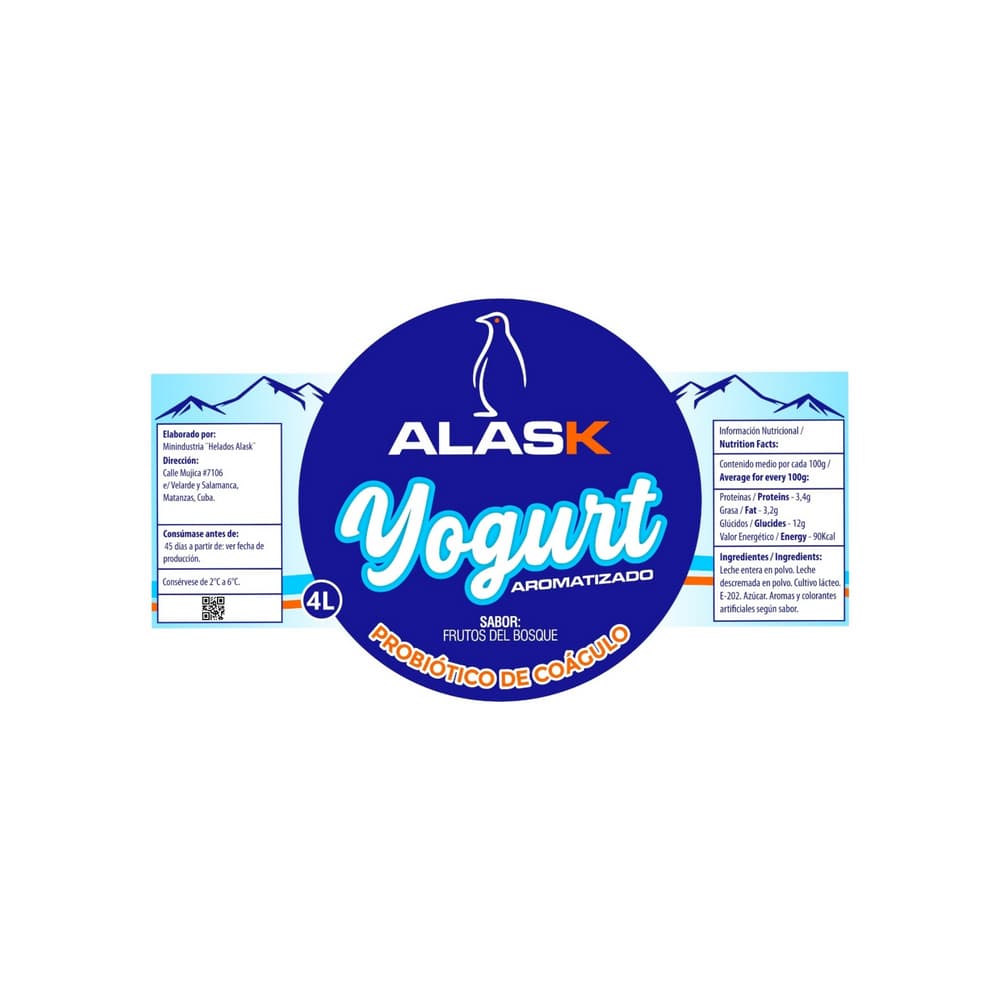 Yogurt probiótico de coágulo sabor frutos del bosque Alask (4 L) - Miniatura 2