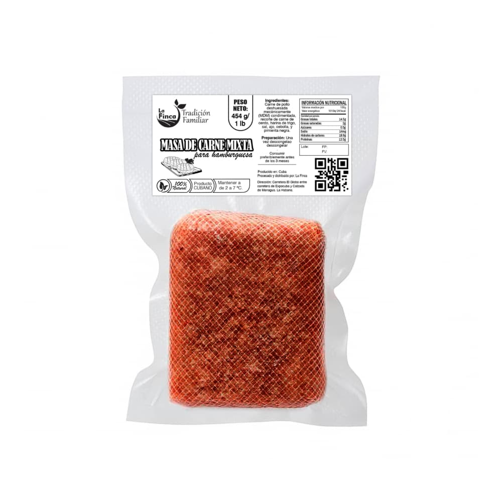 Masa de carne mixta para hamburguesas La Finca (454 g / 1 lb) - Imagen 1