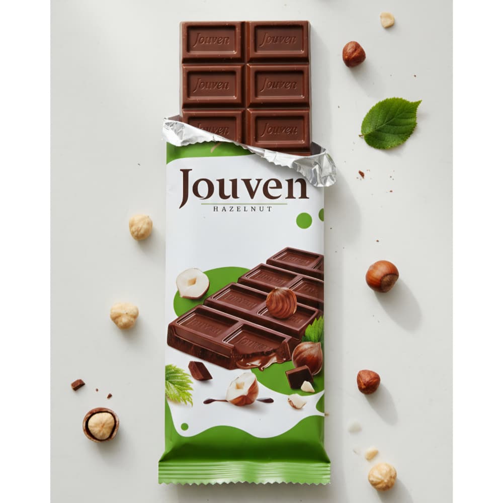 Tableta de chocolate rellena de crema de avellanas Jouven Rosso Bianco (50 g / 1.76 oz) - Miniatura 4