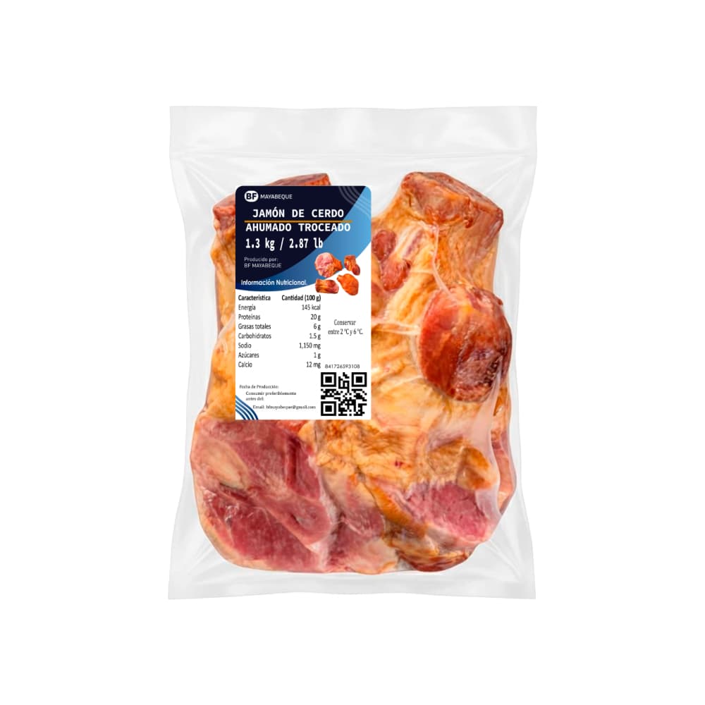 Jamón de cerdo ahumado troceado BF Mayabeque (1.3 kg / 2.87 lb) - Miniatura 1