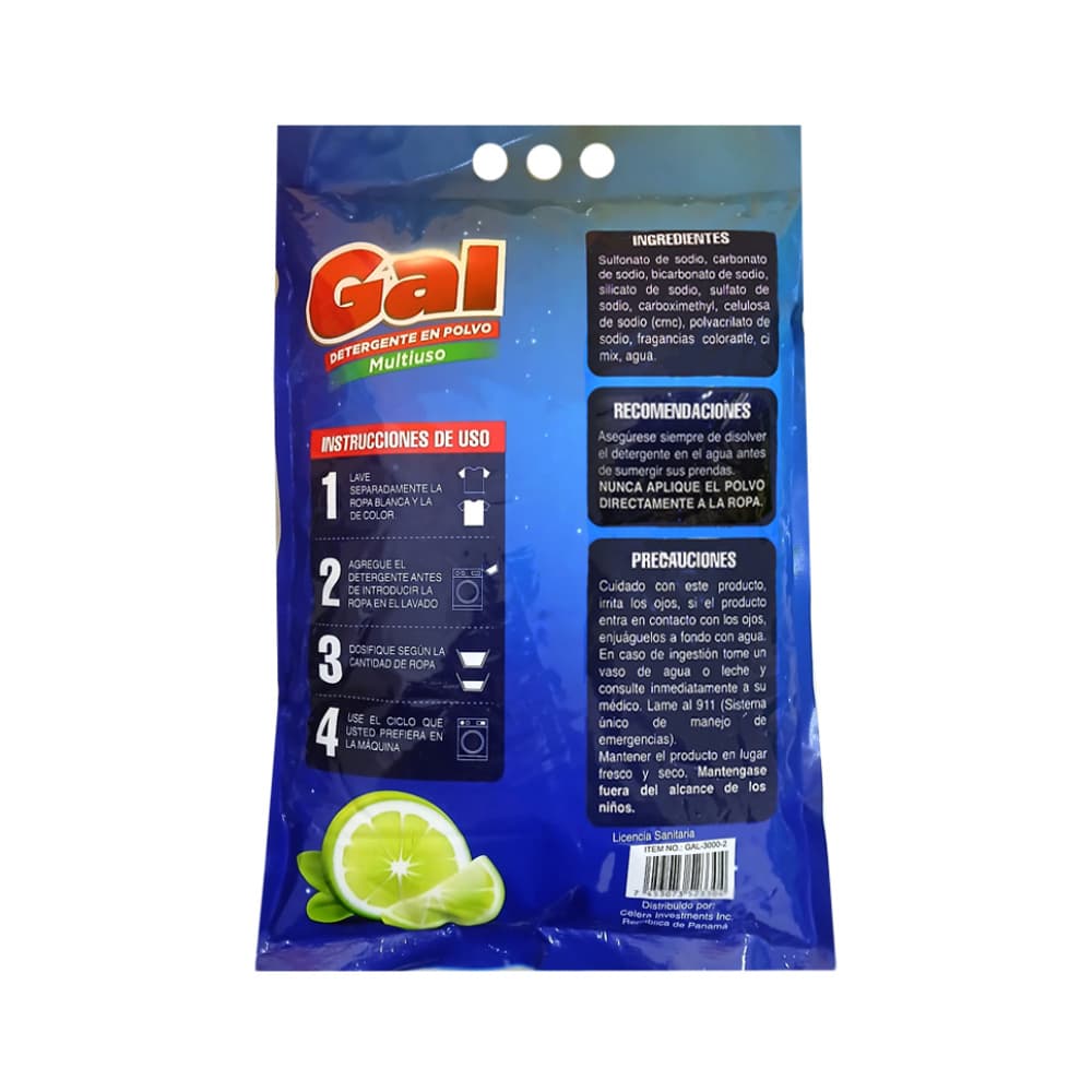 Detergente en polvo multiuso con aroma a limón Gal (500 g / 1.1 lb) - Miniatura 3
