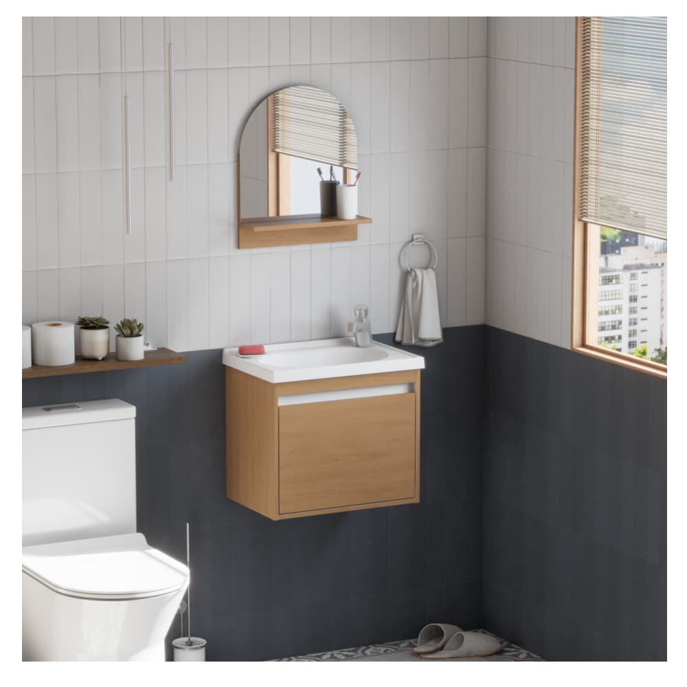 Mueble de baño jequitiba y blanco en madera Cozimax Jaspe - Miniatura 5