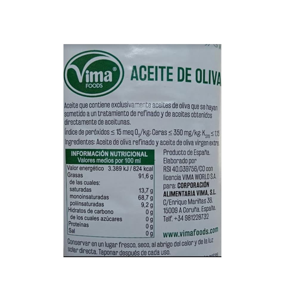 Aceite de oliva Vima Foods (1 L) - Miniatura 4