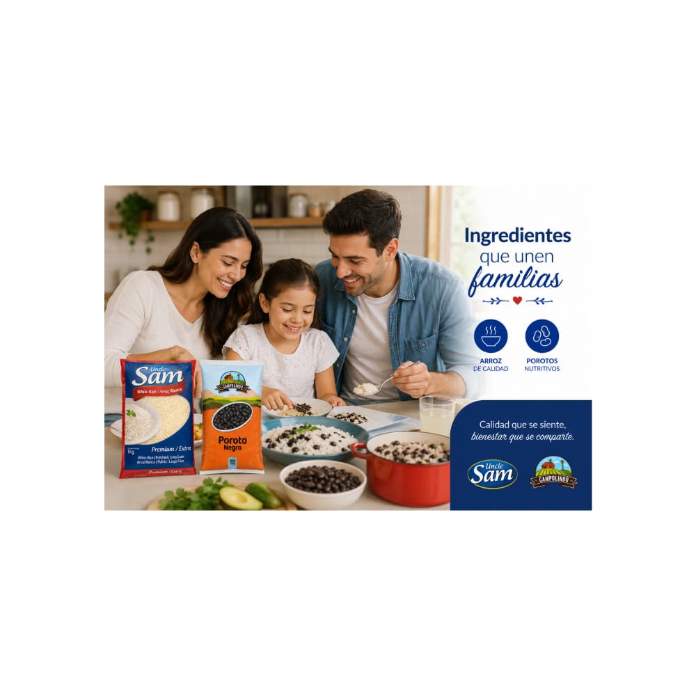 Frijoles negros Campo Lindo (500 g / 1.1 lb) y Arroz blanco grano largo Uncle Sam (1 kg / 2.2 lb) - Miniatura 4