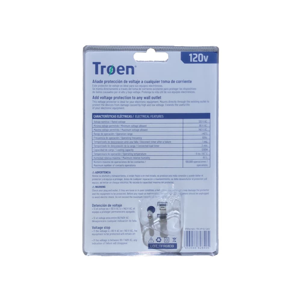 Protector de voltaje de 120 V / 10 A para neveras y climas de hasta 6000 Btu Troen - Miniatura 5