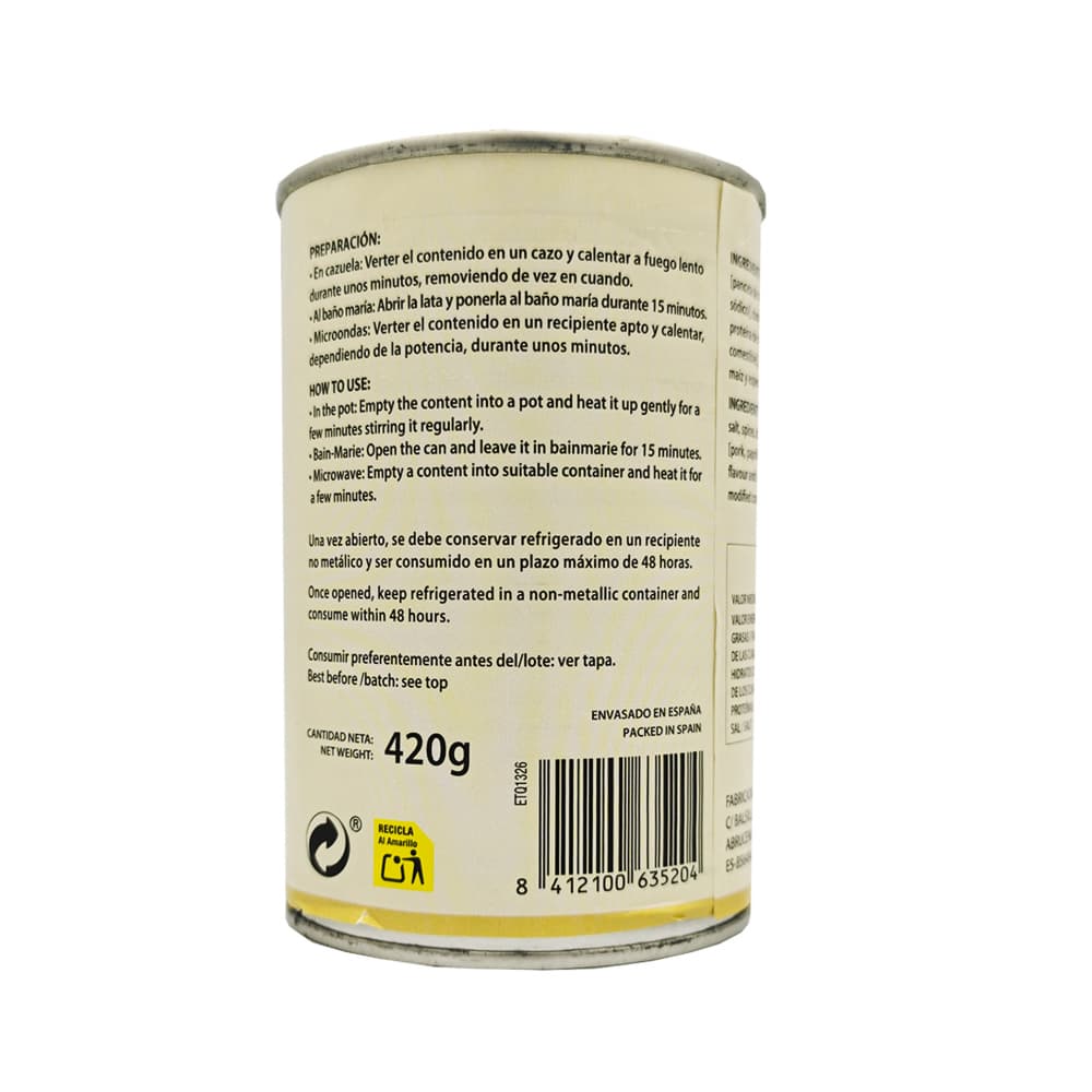 Alubias con panceta y chorizo Qbanito (420 g) - Miniatura 3