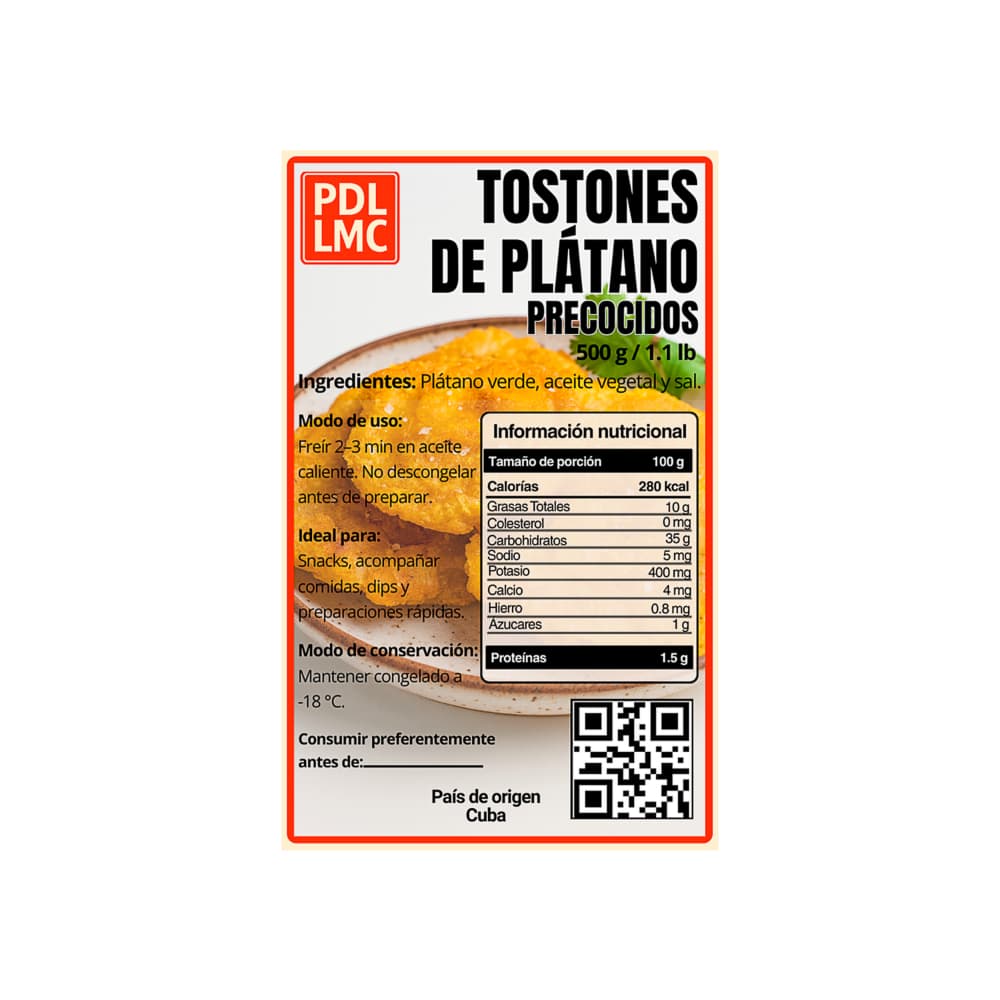 Tostones de plátano precocidos PDL LMC (500 g / 1.1 lb) - Miniatura 3