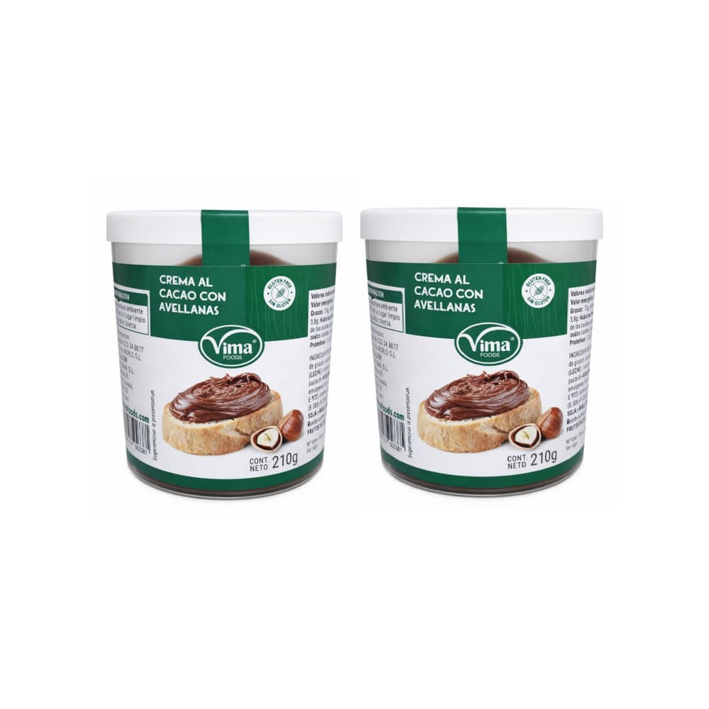 Crema de cacao con avellanas Vima Foods (2 x 210 g / 7.41 oz) - Miniatura 1