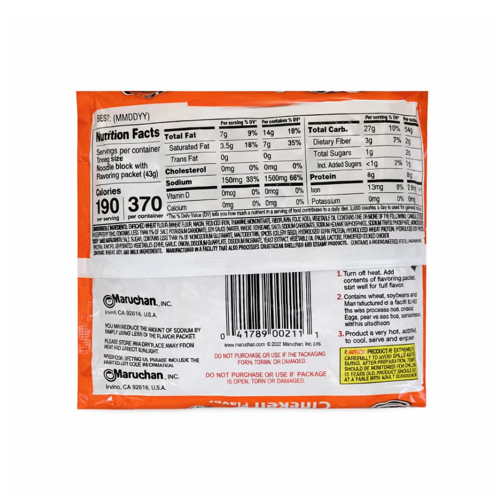 Sopa instantánea de fideos sabor a pollo Maruchan (6 x 85 g / 2.99 oz) - Miniatura 4