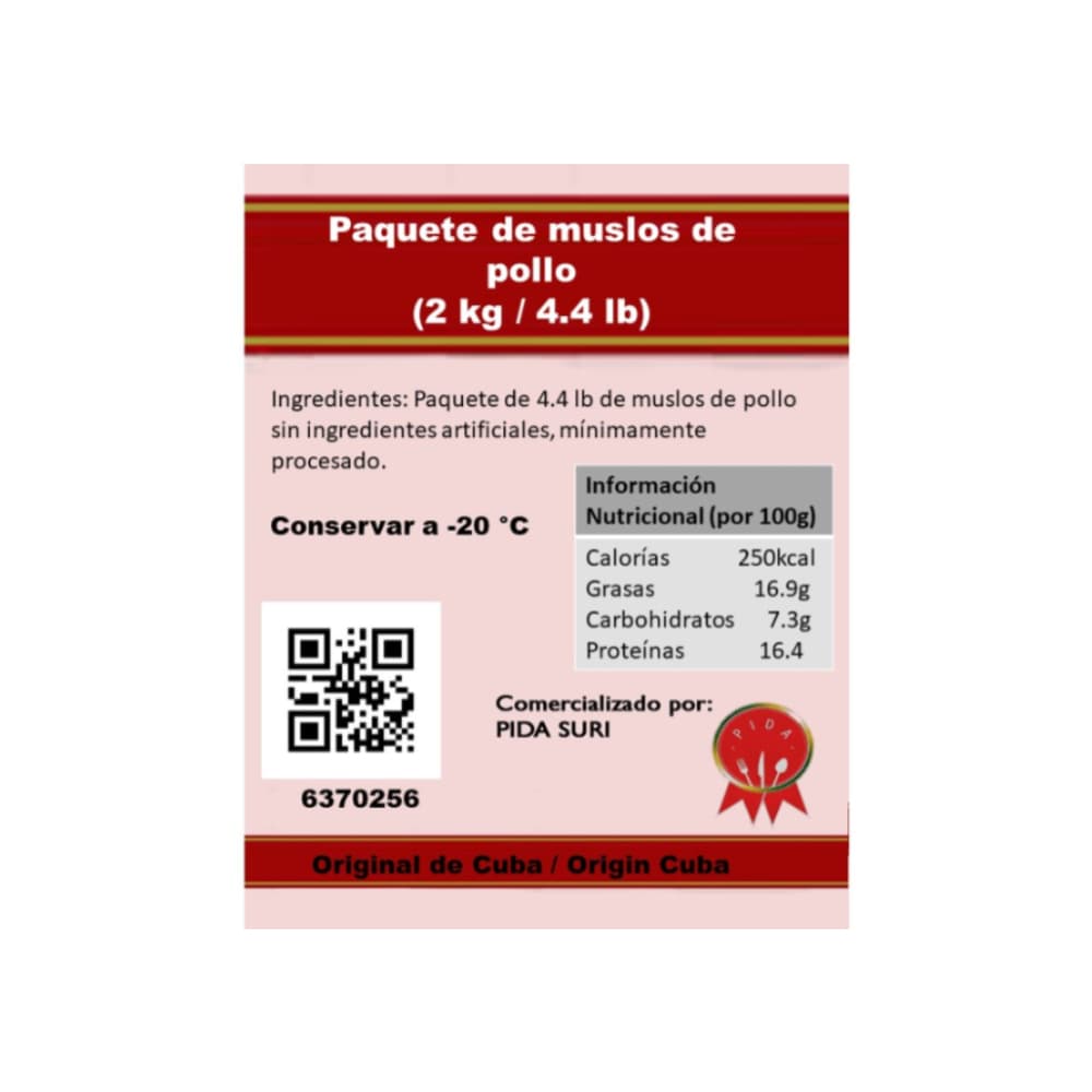 Paquete de muslos de pollo Pida (2 kg / 4.4 lb) - Miniatura 2